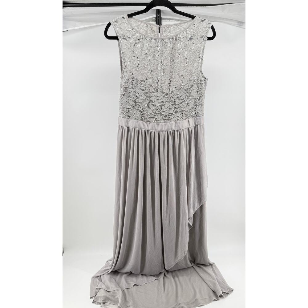ONYX Nite Mother of Bride Groom Dress Silver Gray Beaded Formal Gown 14